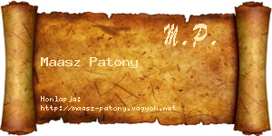 Maasz Patony névjegykártya